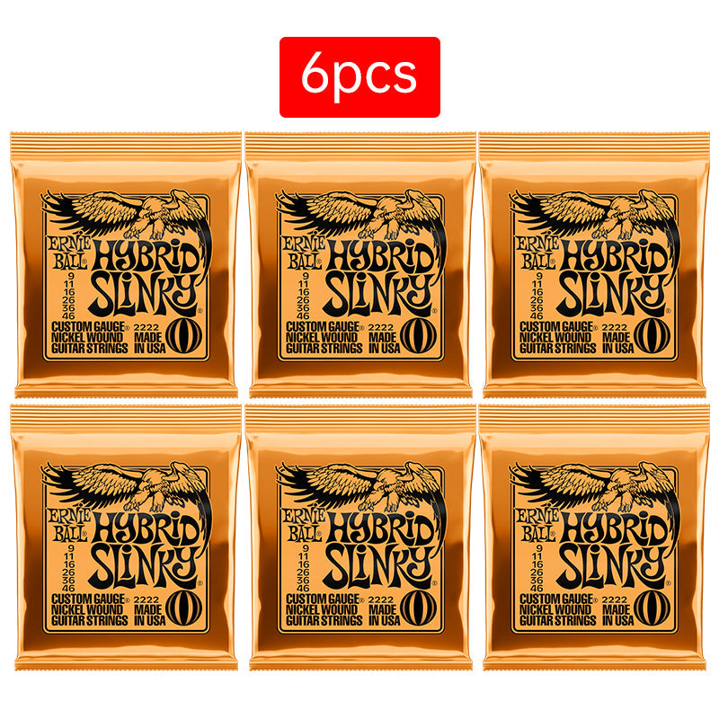 6 sets of Ernie Ball Slinky guitar strings (models 2003, 2215, 2223, 2221, nickel - wound) for electric &amp; acoustic guitars