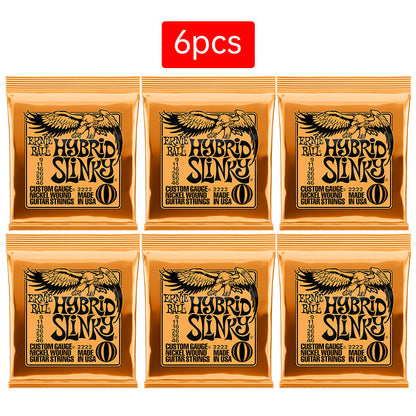 6 sets of Ernie Ball Slinky guitar strings (models 2003, 2215, 2223, 2221, nickel - wound) for electric &amp; acoustic guitars