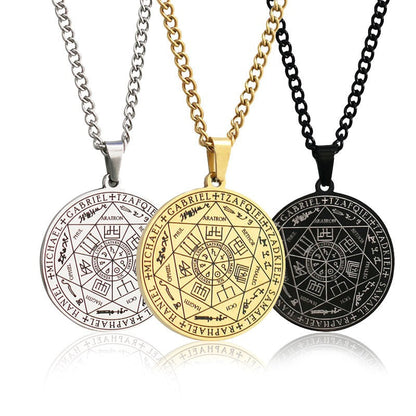 Stainless Steel Necklace Jewelry Seven Angels Magic Circle Pendant DIY Accessories Men&