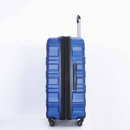 3 Piece Luggage Sets PC Lightweight &amp; Durable Expandable Suitcase with Two Hooks, Spinner Wheels, TSA Lock, (21/25/29) Dark Blue