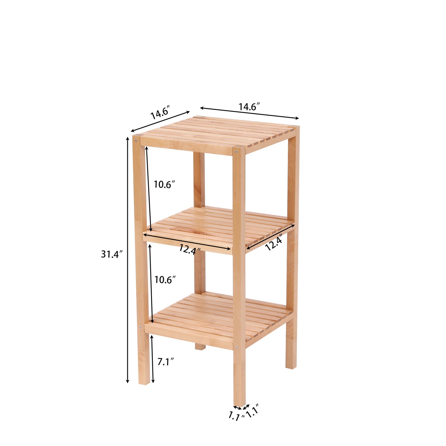 3-Tier Birch Bathroom Shelf, Narrow Shelving Unit, Multifunctional Storage Rack, Corner Rack, for Kitchen, Living Room