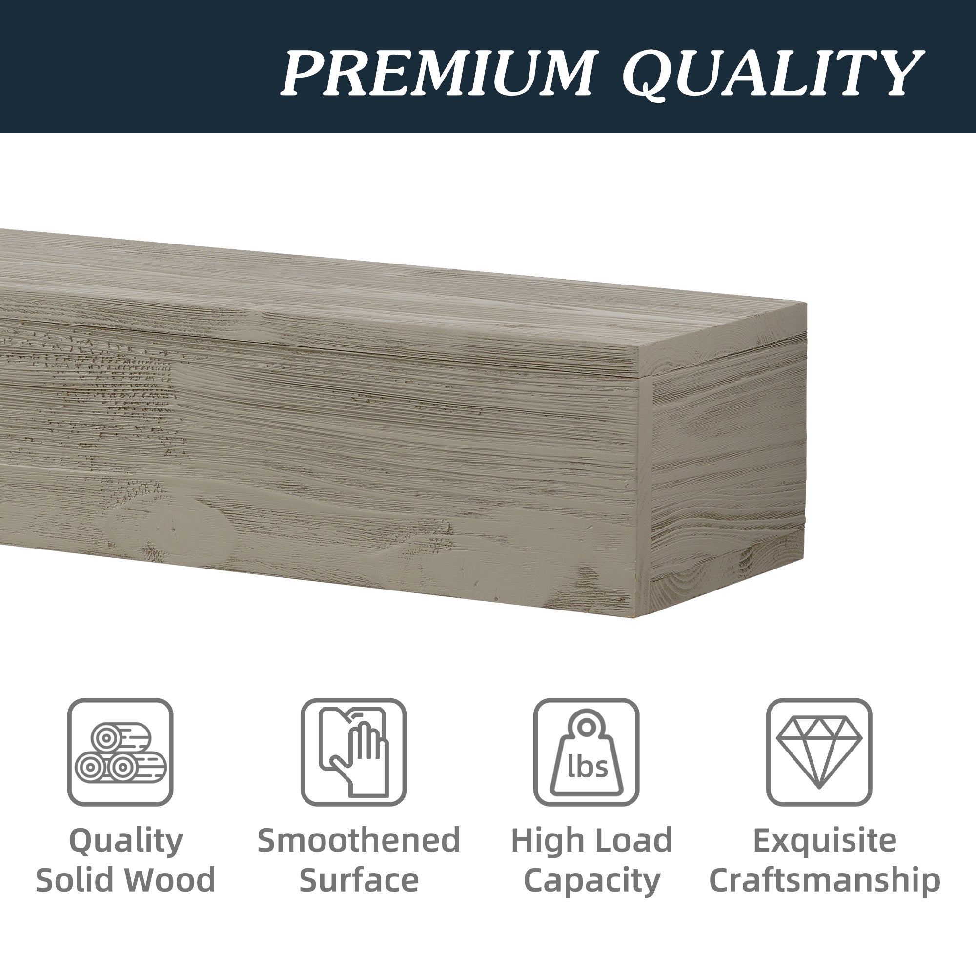 72" Rustic Wood Fireplace Mantel,Wall-Mounted &amp; Floating Shelf for Home Decor
