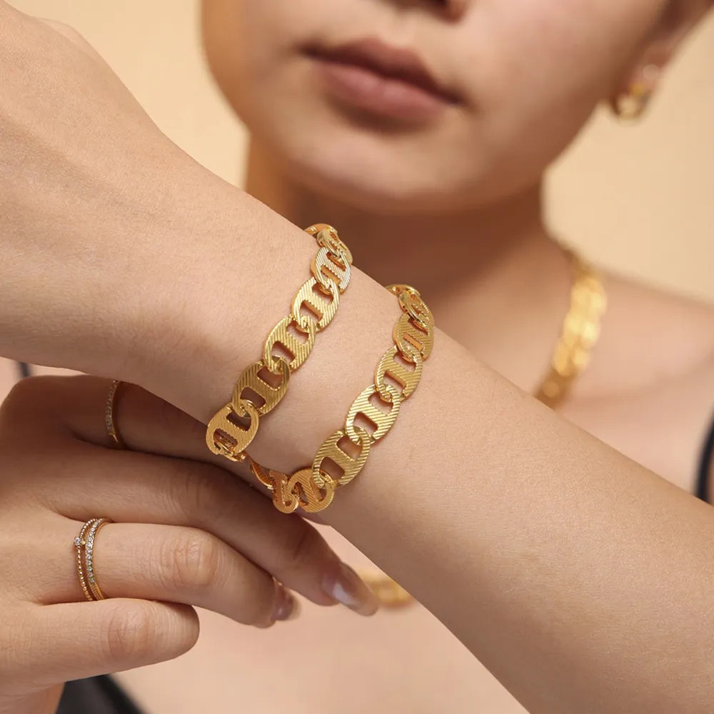 Handmade chain plated with genuine gold titanium steel material women&