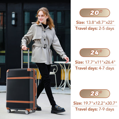 Hardshell Luggage Sets 3 Piece double spinner 8 wheels Suitcase with TSA Lock Lightweight 20&