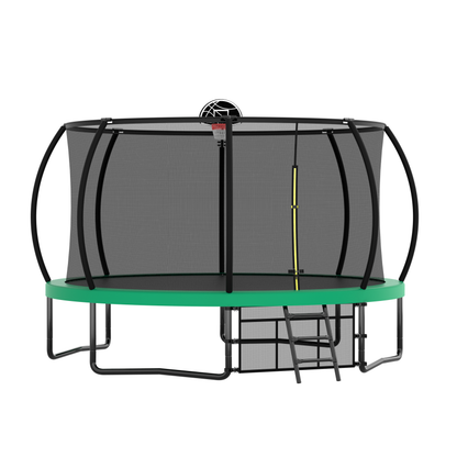 12FT Recreational Kids Trampoline with Safety Enclosure Net &amp; Ladder, Outdoor Recreational Trampolines
