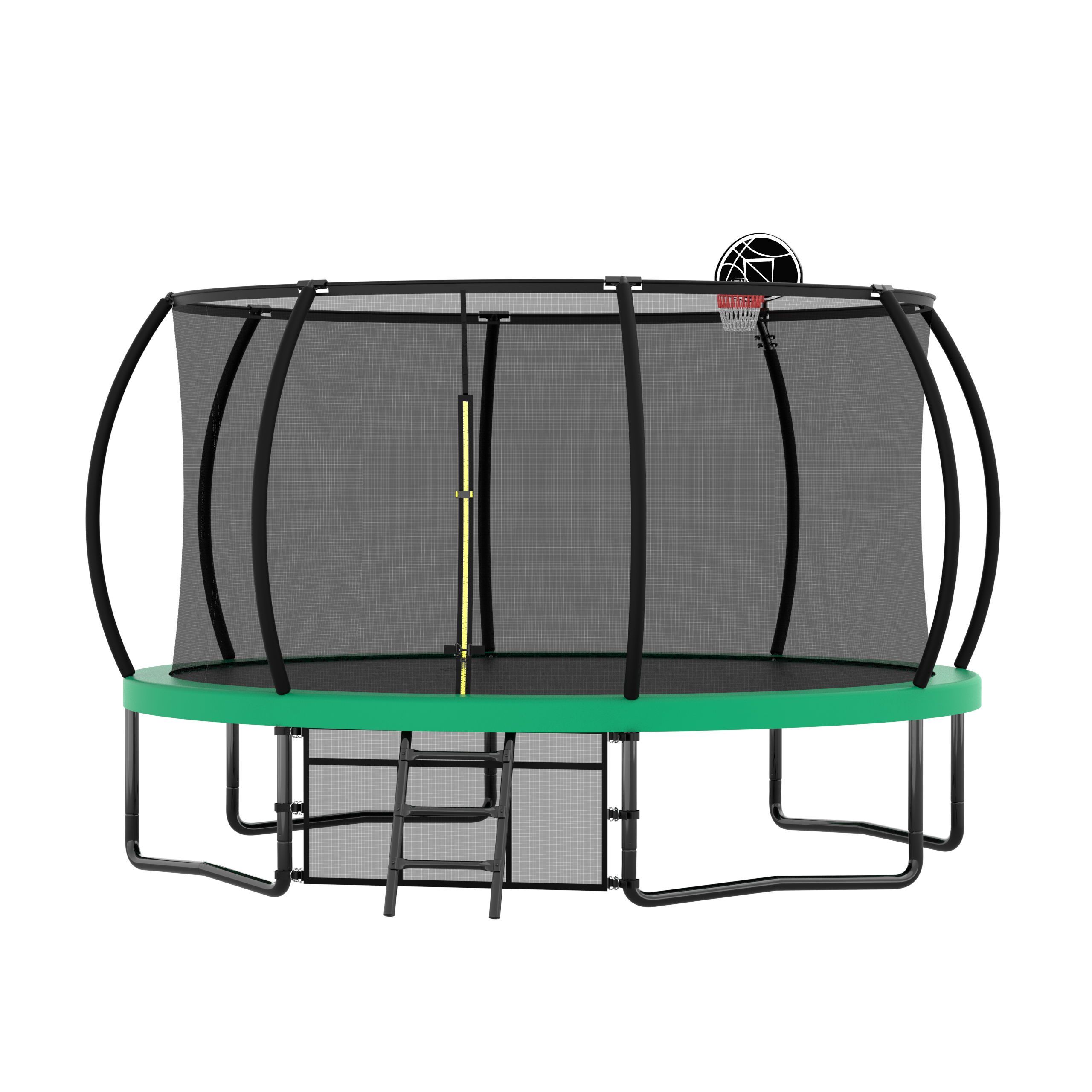 12FT Recreational Kids Trampoline with Safety Enclosure Net &amp; Ladder, Outdoor Recreational Trampolines