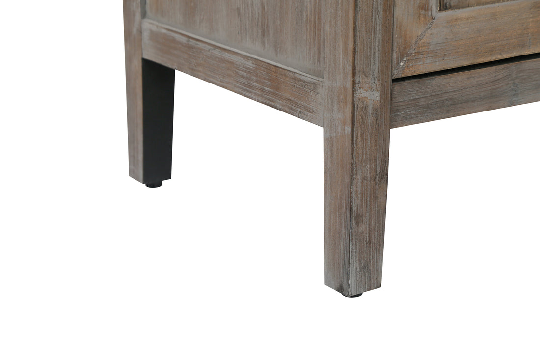 4 Door Wooden Twill Sideboard American Country Vintage Old Living Room Dining Room Hallway Entryway Cabinet (Brown)