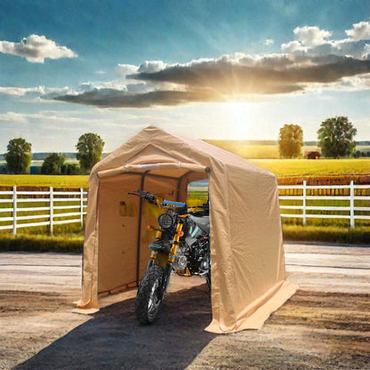 7x8 ft Outdoor Portable Gazebo Storage Shelter Shed with 2 Roll up Zipper Doors &amp; Vents Carport