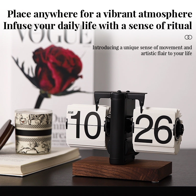 Retro flip digital clock, battery - powered mechanical clock for home &amp; office decor
