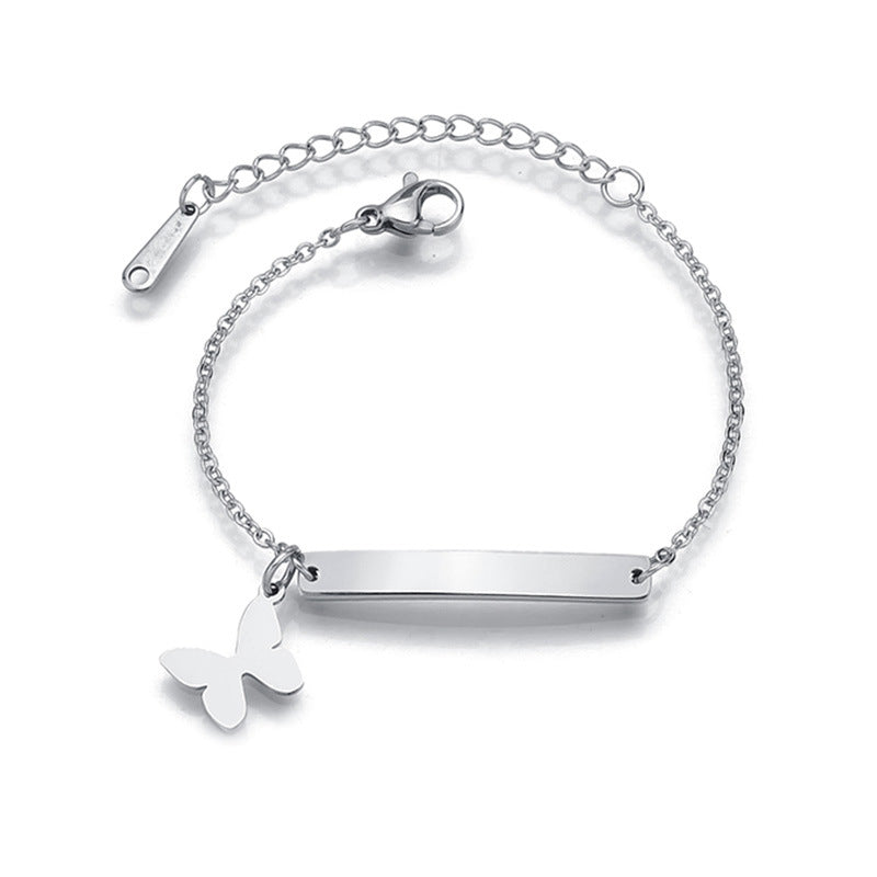 Stainless steel personalized engraved three color curved bracelet simple and personalized women&