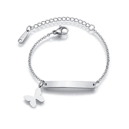 Stainless steel personalized engraved three color curved bracelet simple and personalized women&