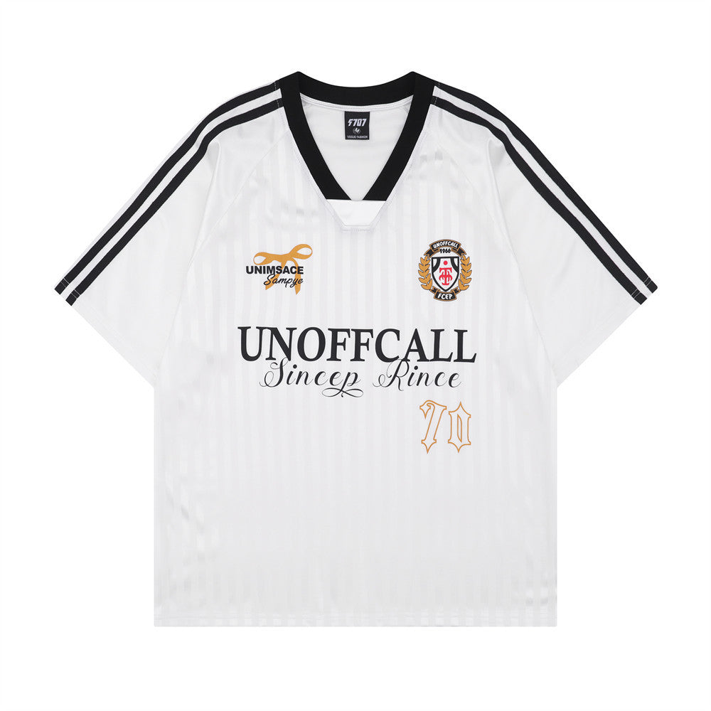 Vertical Stripe Letter Print Sports Jersey Men&