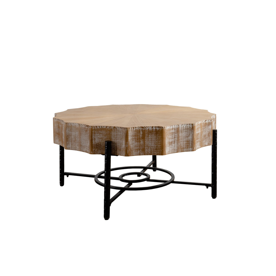 31.5 "Vintage Patchwork Lace Shape Coffee Table Cedar Coffee Table Set (Set of 2)