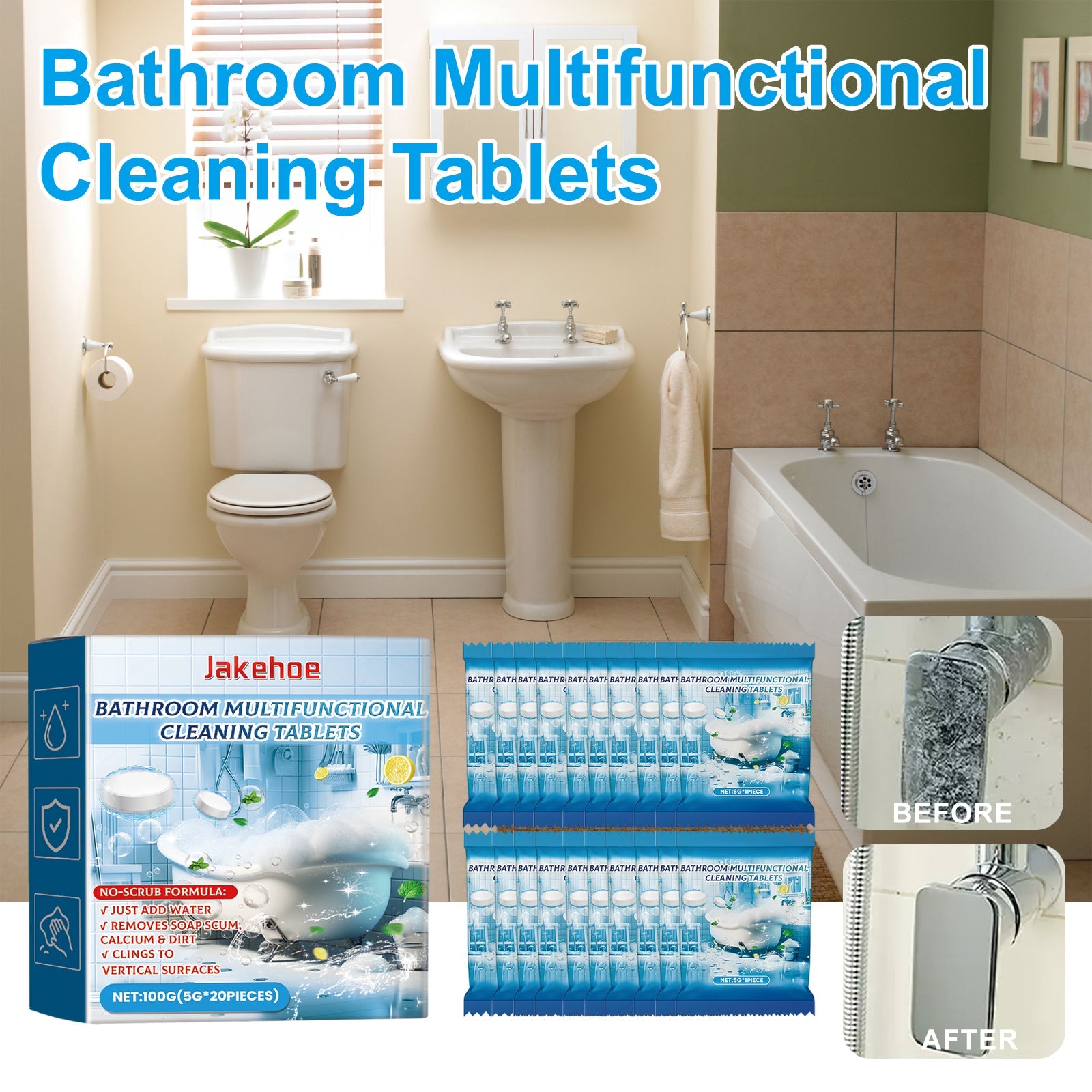 Bathroom Multifunctional Cleaning Tablets, Bathroom Decontamination Fragrance Bathtub Scale Household Cleaning Tablets
