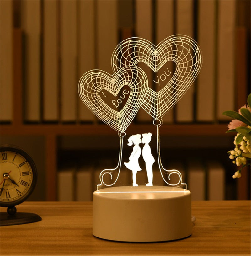 3D Night Light LED Table Light Creative Gift Bedhead Light Small Gift Valentine&