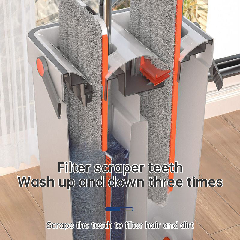 A 33cm Home Floor Cleaning Set: Hand Free Flat Mop &amp; Bucket, 360° Rotating, Washable Microfiber, Lazy Cleaning Tool.