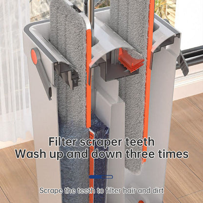 A 33cm Home Floor Cleaning Set: Hand Free Flat Mop &amp; Bucket, 360° Rotating, Washable Microfiber, Lazy Cleaning Tool.