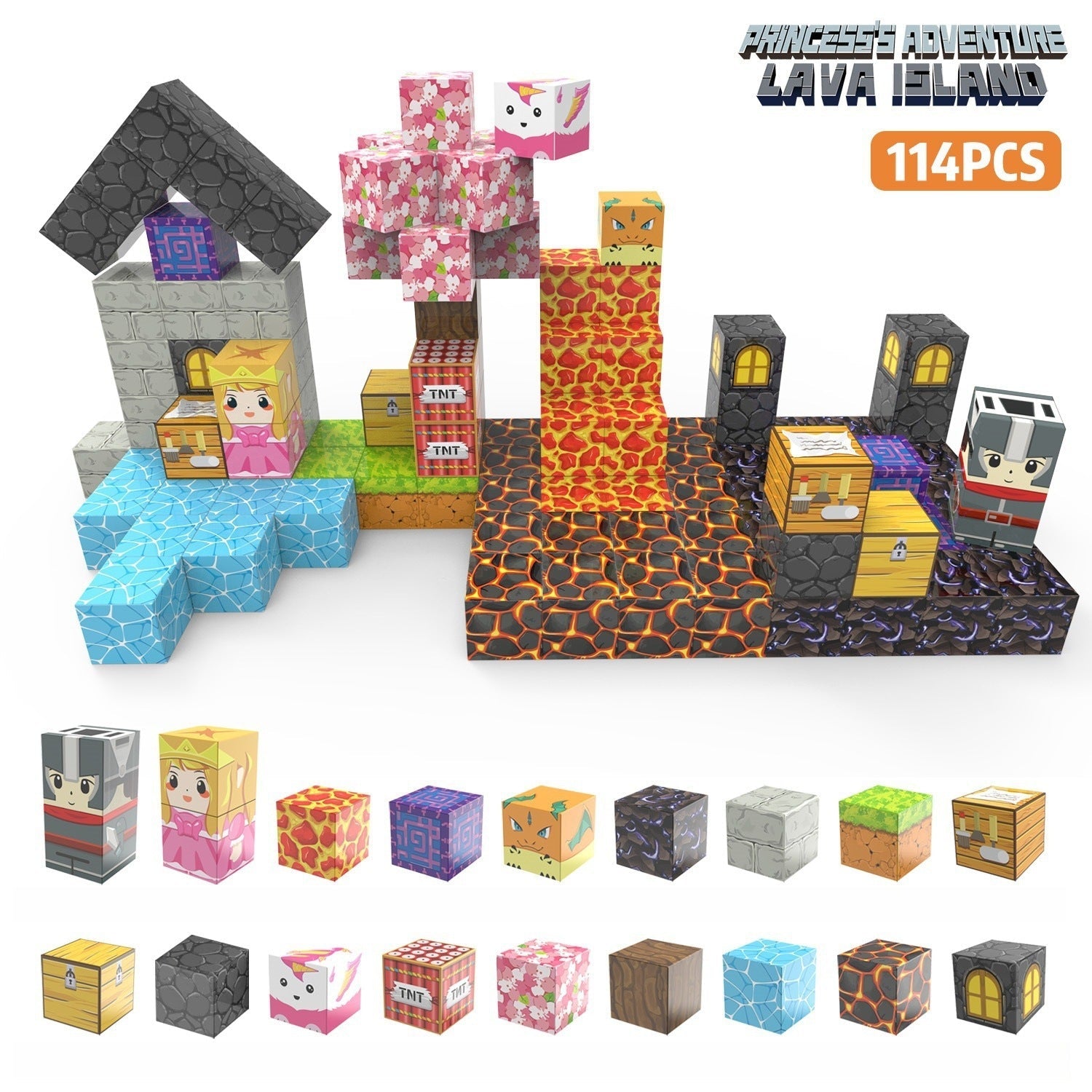 My Building World Magnetic Cube DIY Cherry Blossom Mountain Children&