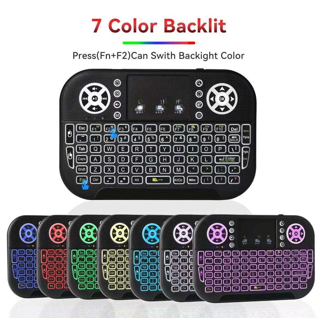 N8 Air Mini Flying Mouse Keyboard RGB Colorful Backlit Small Keyboard Smart TV Remote Control Portable