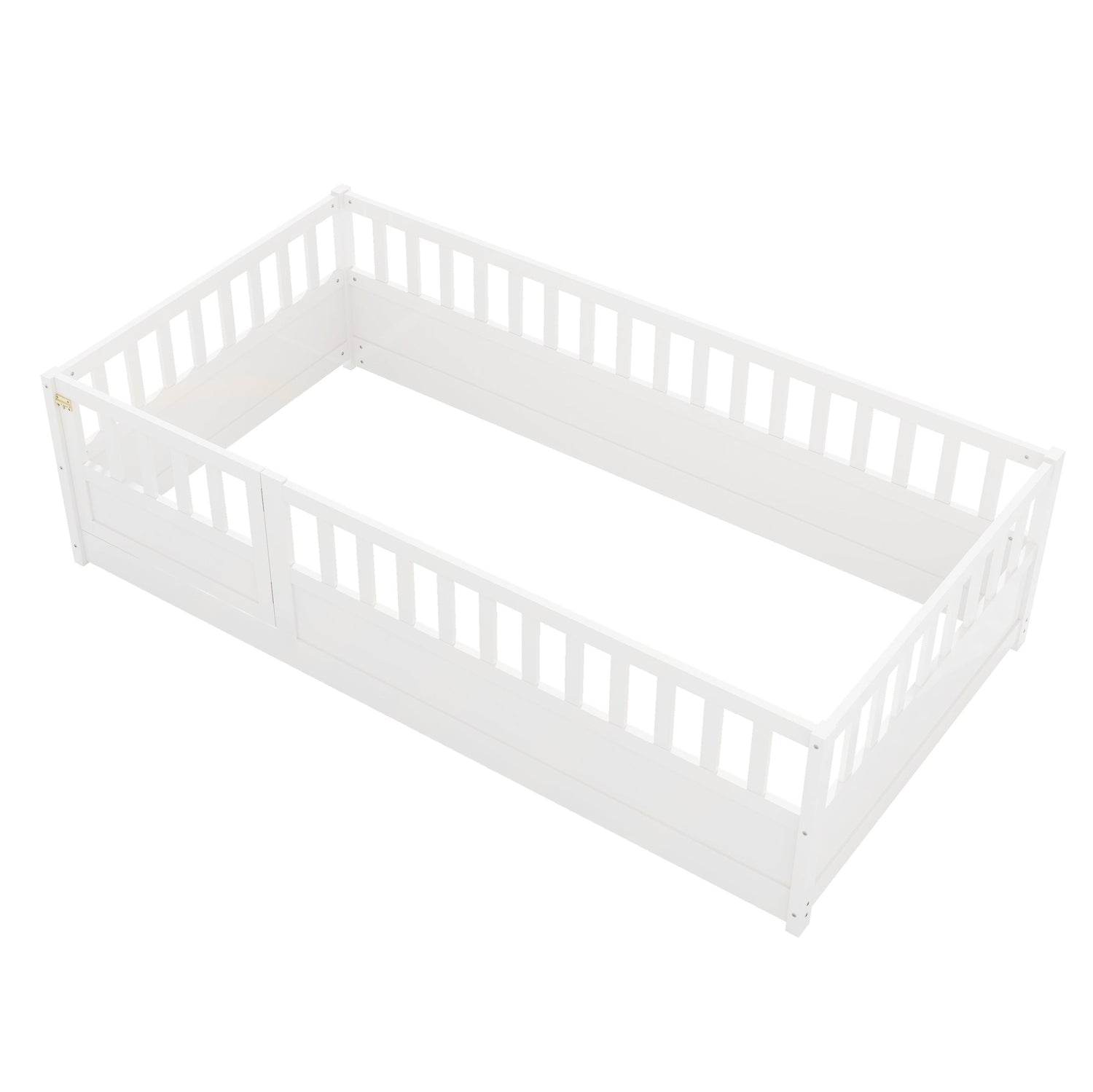 Double bed floor standing bed with ultra-high safety barrier, children&