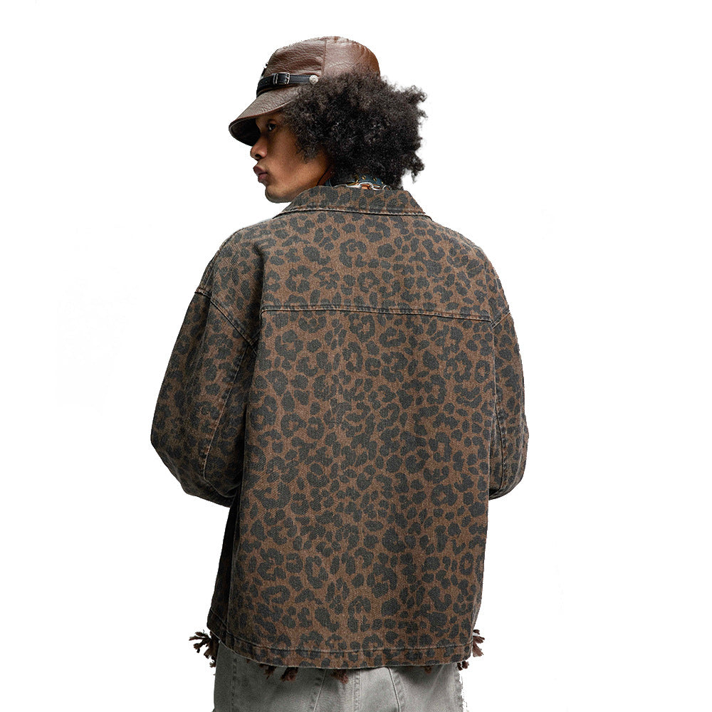 Leopard Print Denim Jacket   Style Men&
