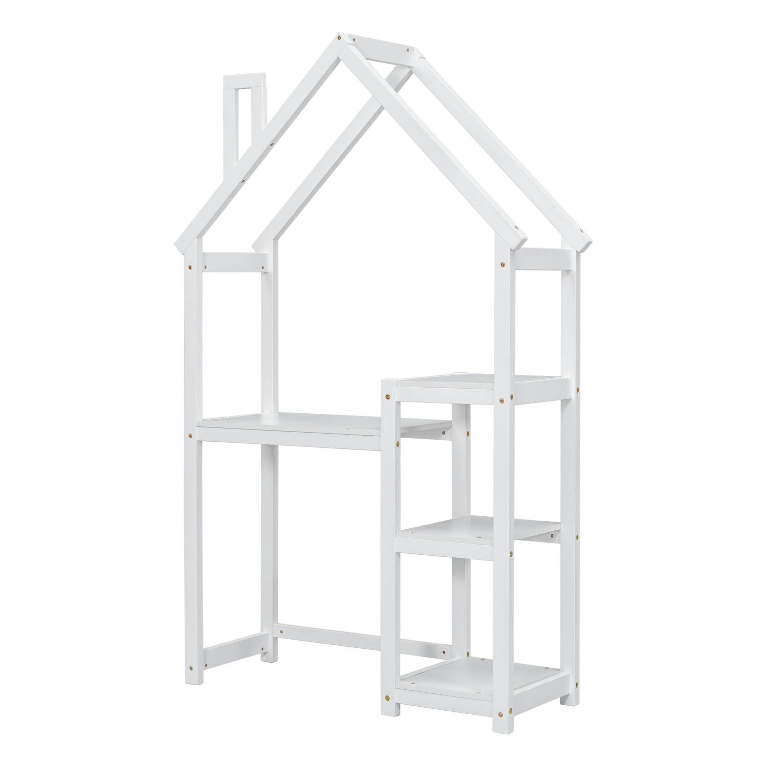 House-shaped Wooden writing Desk,Kids study Table,Bookshelf &amp; Toy Storage,White