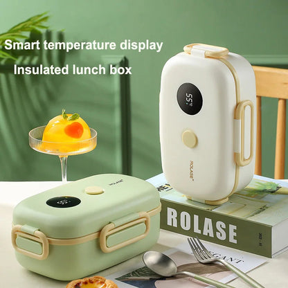 New Smart LCD Temperature Digital Display Insulated Lunch Box Portable Electric Lunch Box Lunch Box Suitable for Outdoor Travel