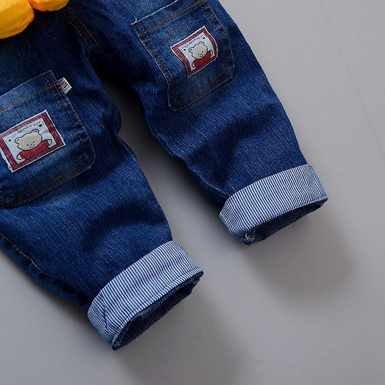 Cartoon Baby Boy Clothes Denim Pants Elastic Waist Trousers Children&