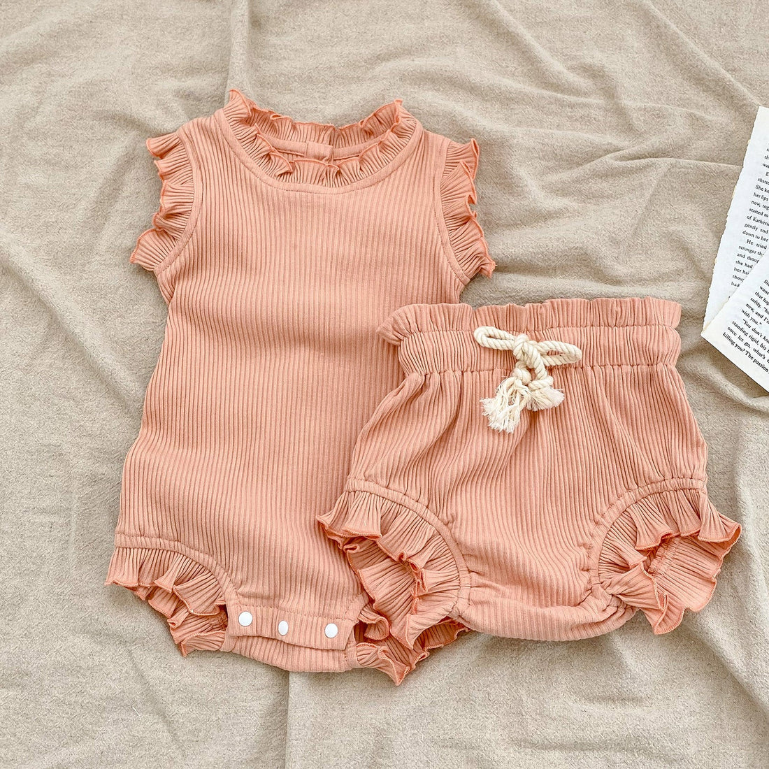 Baby Pit Thread Crawling Clothes Spring/Summer Wooden Ear Edge Girls&