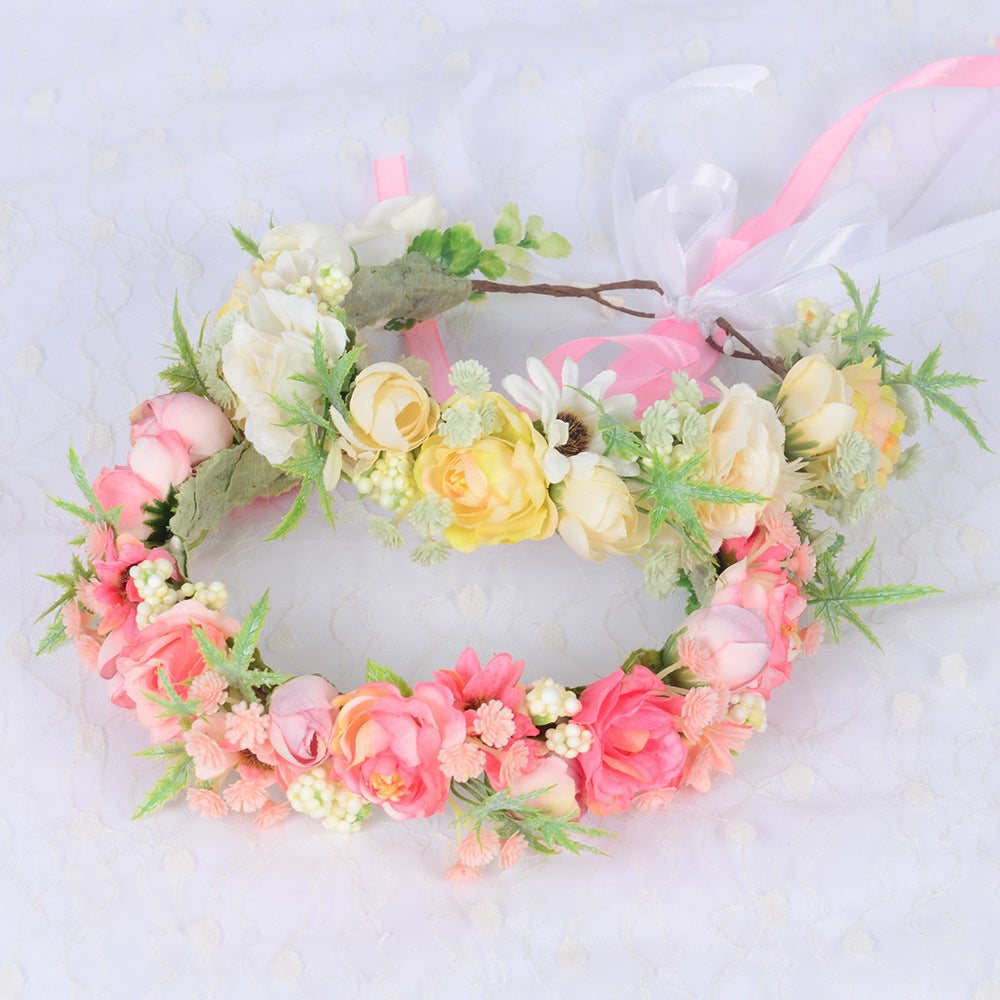 Bridal Fairy Flower Wreath Fabric Flower Starry Sky Headwear Children&