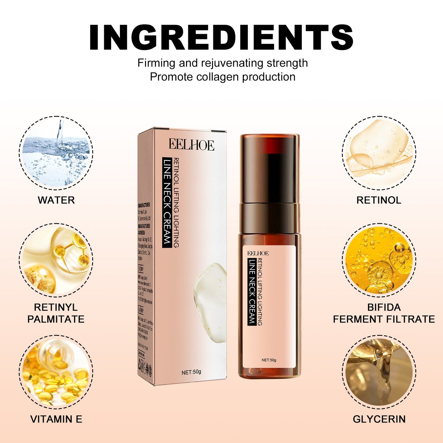 Retinol Anti-Wrinkle Neck Cream, Lighten Neck Lines Moisturizing, Hydrating, Firming And Brightening Skin Neck Cream