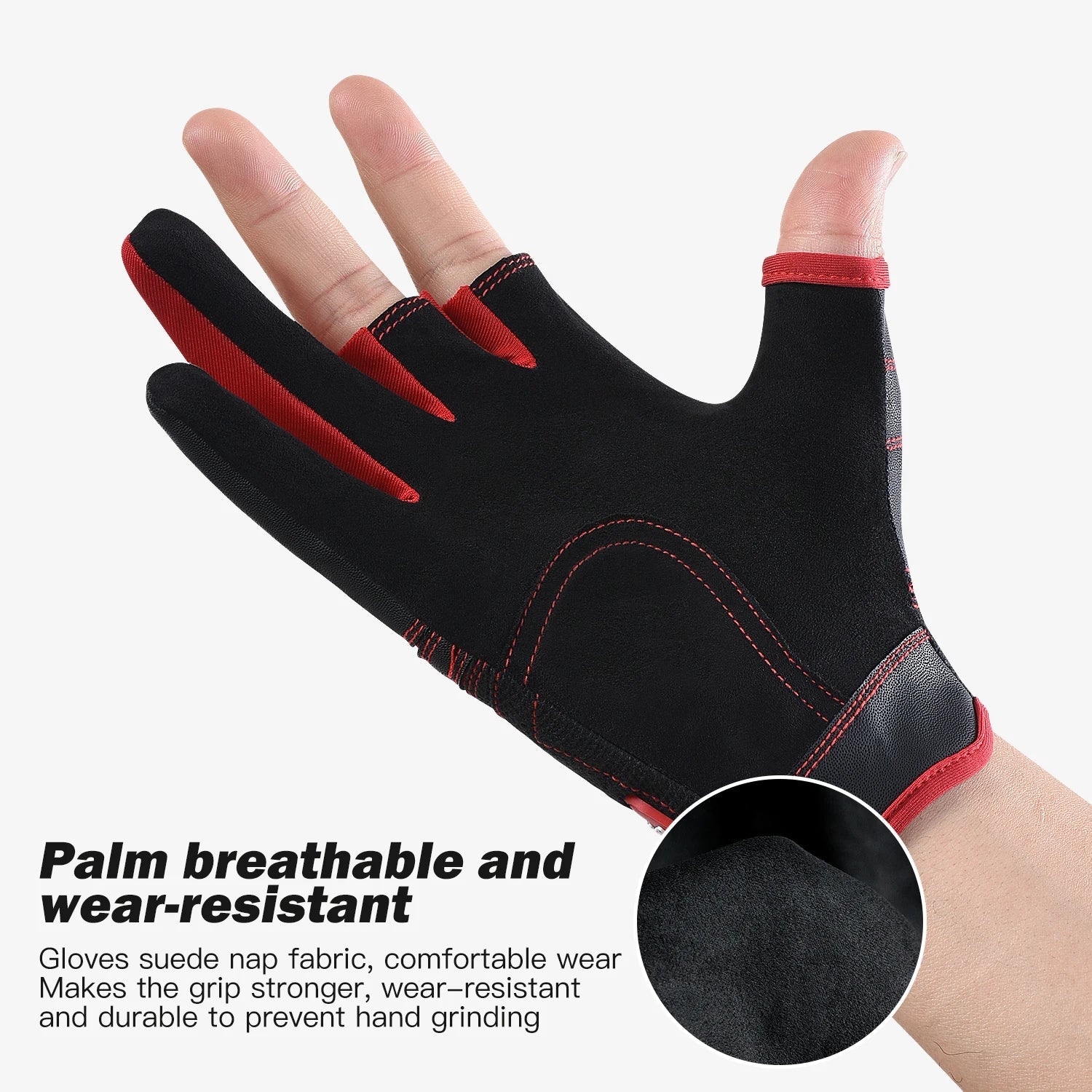 Outdoor sports autumn and winter anti slip breathable dew three finger wear-resistant and anti cutting lure fishing gloves