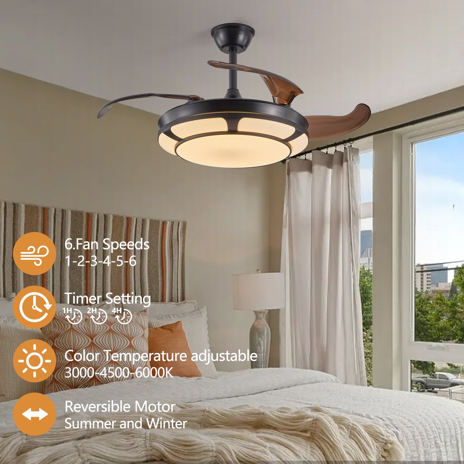 Retractable Invisible Ceiling Fan Light