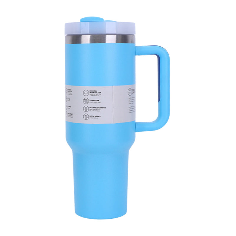 40 oz Insulated Tumbler with Straw, Handle &amp; Lid – Stainless Steel, Hot &amp; Cold Drinks, Fits Car Cup Holders