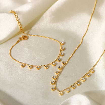 Fashionable and versatile titanium steel necklace white zircon stainless steel necklace for women