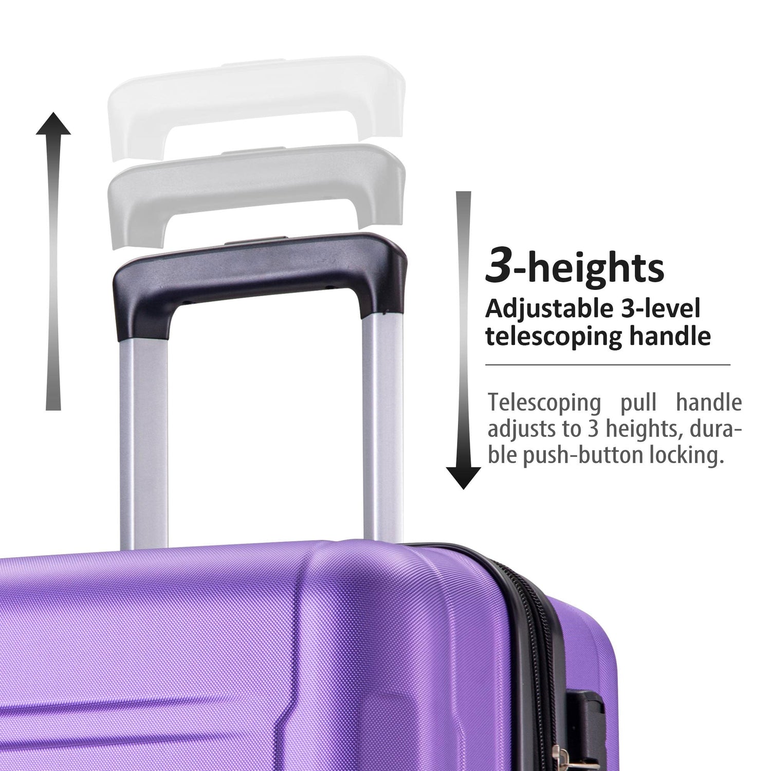 Expanable Spinner Wheel 2 Piece Luggage Set ABS Lightweight Suitcase with TSA Lock 20inch+28inch Purple + Plastic
