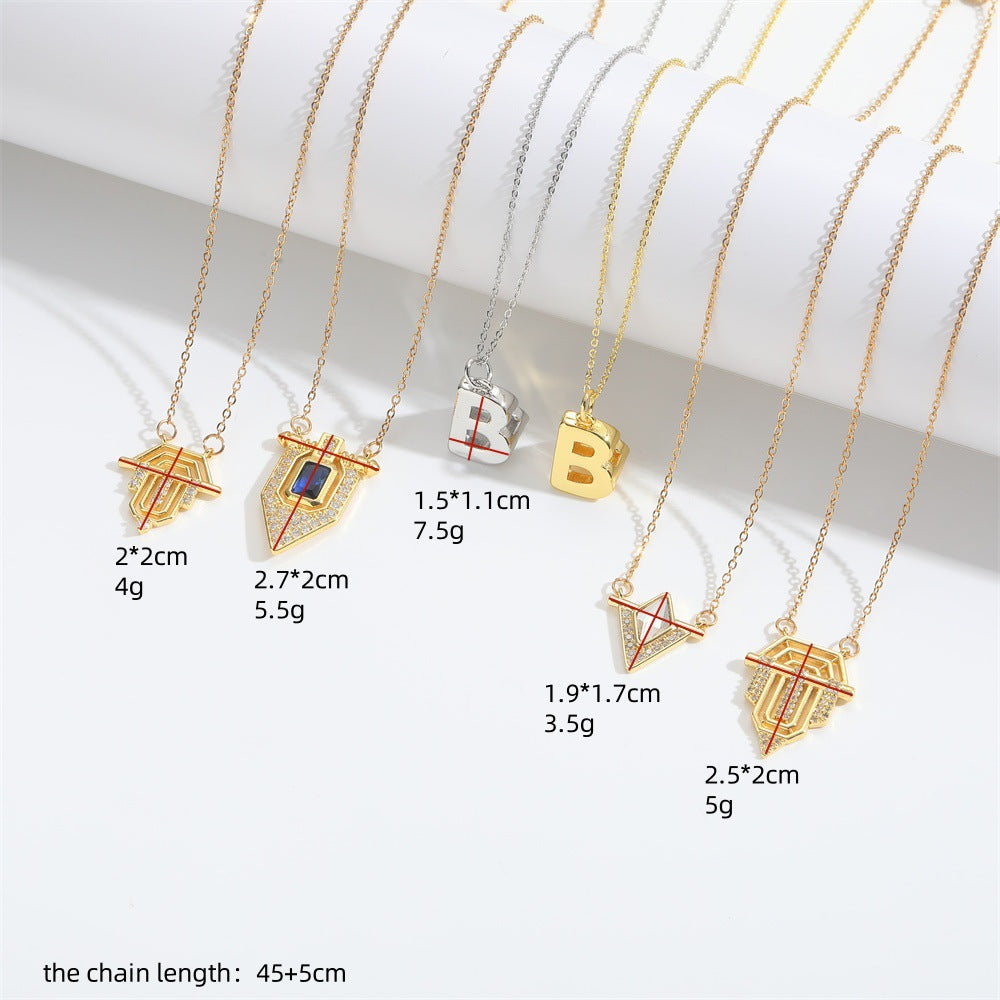 Roman retro flag design pendant necklace for women&