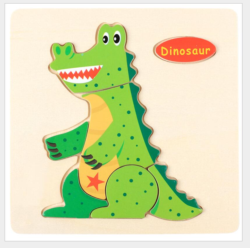 3D Puzzle Wooden Toys For Children Cartoon Animal Vehicle Wood Jigsaw Kids Baby Early Educational Learning Toy 