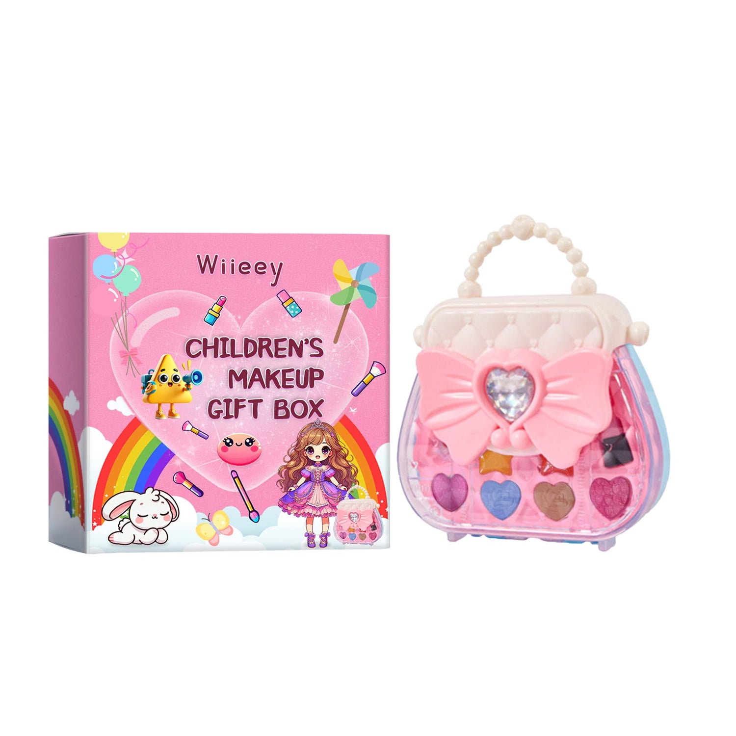 Kids Makeup Gift Box, Kids Play Fun Girl Makeup Lipstick Eyeshadow Makeup Set Gift Box