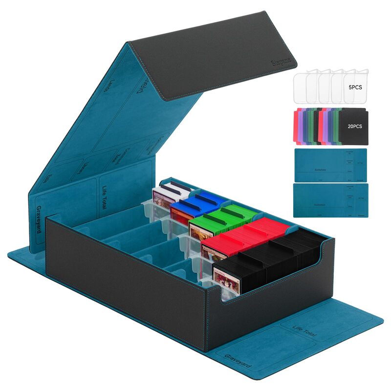 3800+ Capacity Card Storage Box. Includes 20 Dividers, 5 Supporters, Leather Magnetic Closure. Great for YuGiOh &amp; MTG Cards.