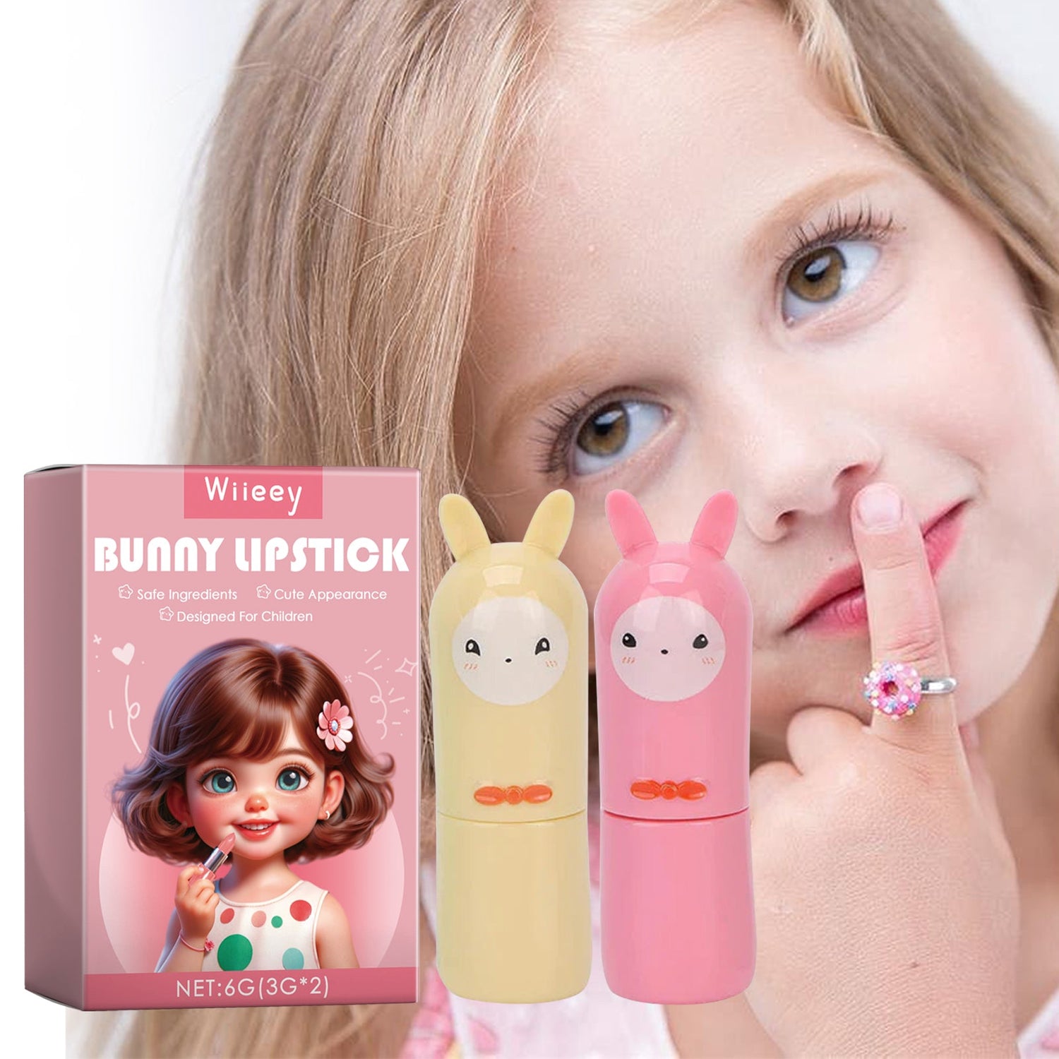 Bunny Lipstick, Easy Clean Lip Gloss Lip Oil Children&