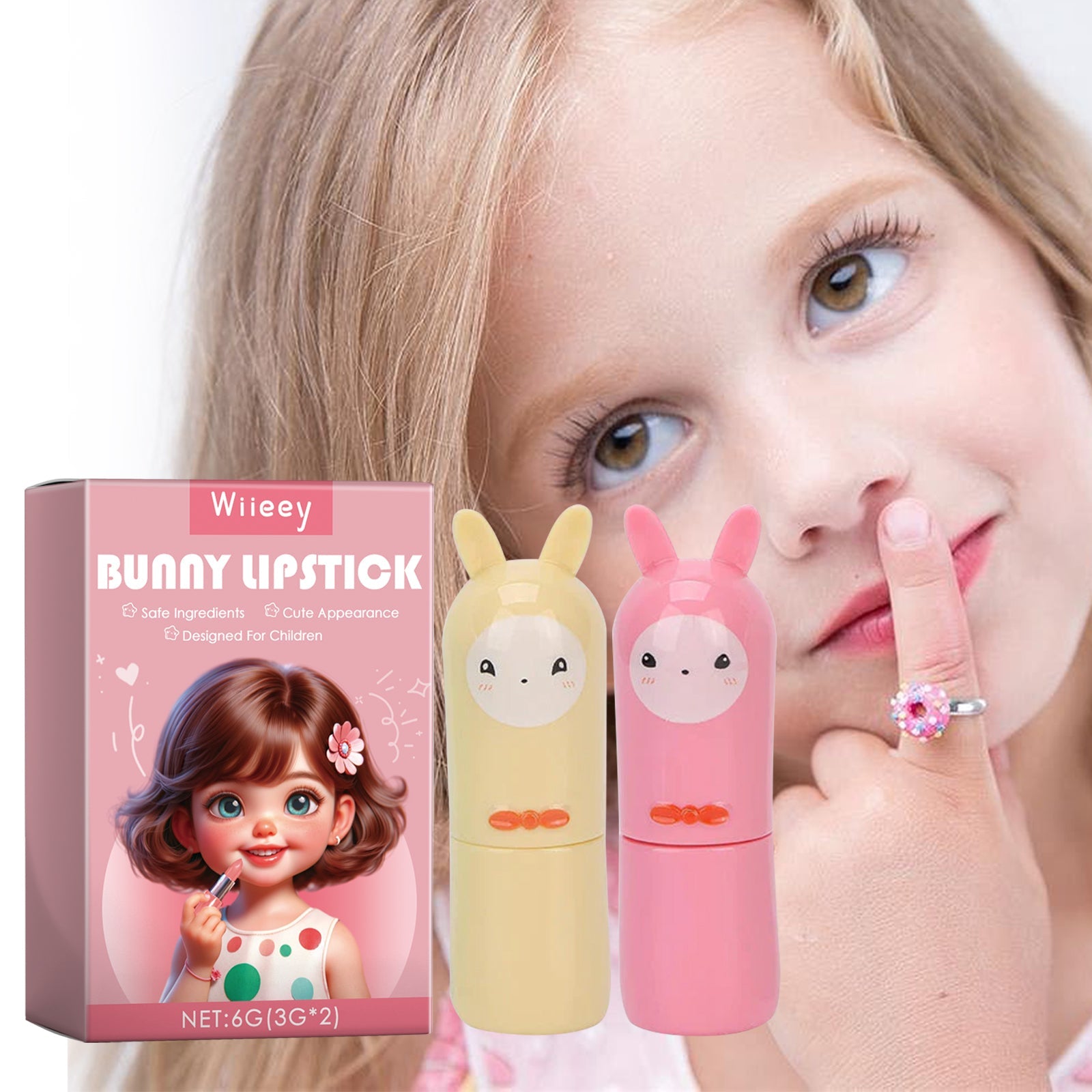 Bunny Lipstick, Easy Clean Lip Gloss Lip Oil Children&