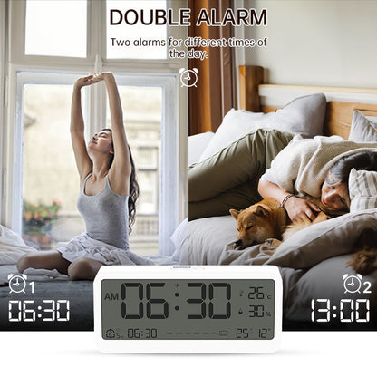 Multifunctional Digital Clock: Adjustable LED Brightness, Temp &amp; Humidity Display, Dual - Mode Alarm, for Bedside or Desk