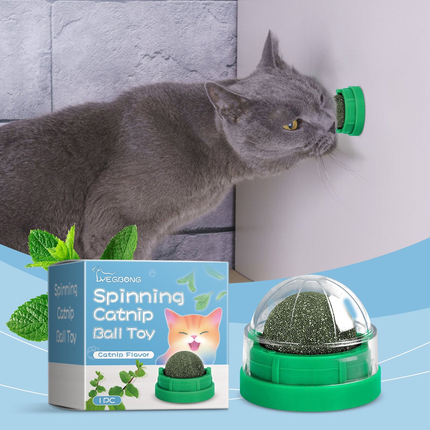 Mint-Flavored Rotating Cat Ball Toy Chew Toy Tooth Cleaning Care Rotating Mint Ball