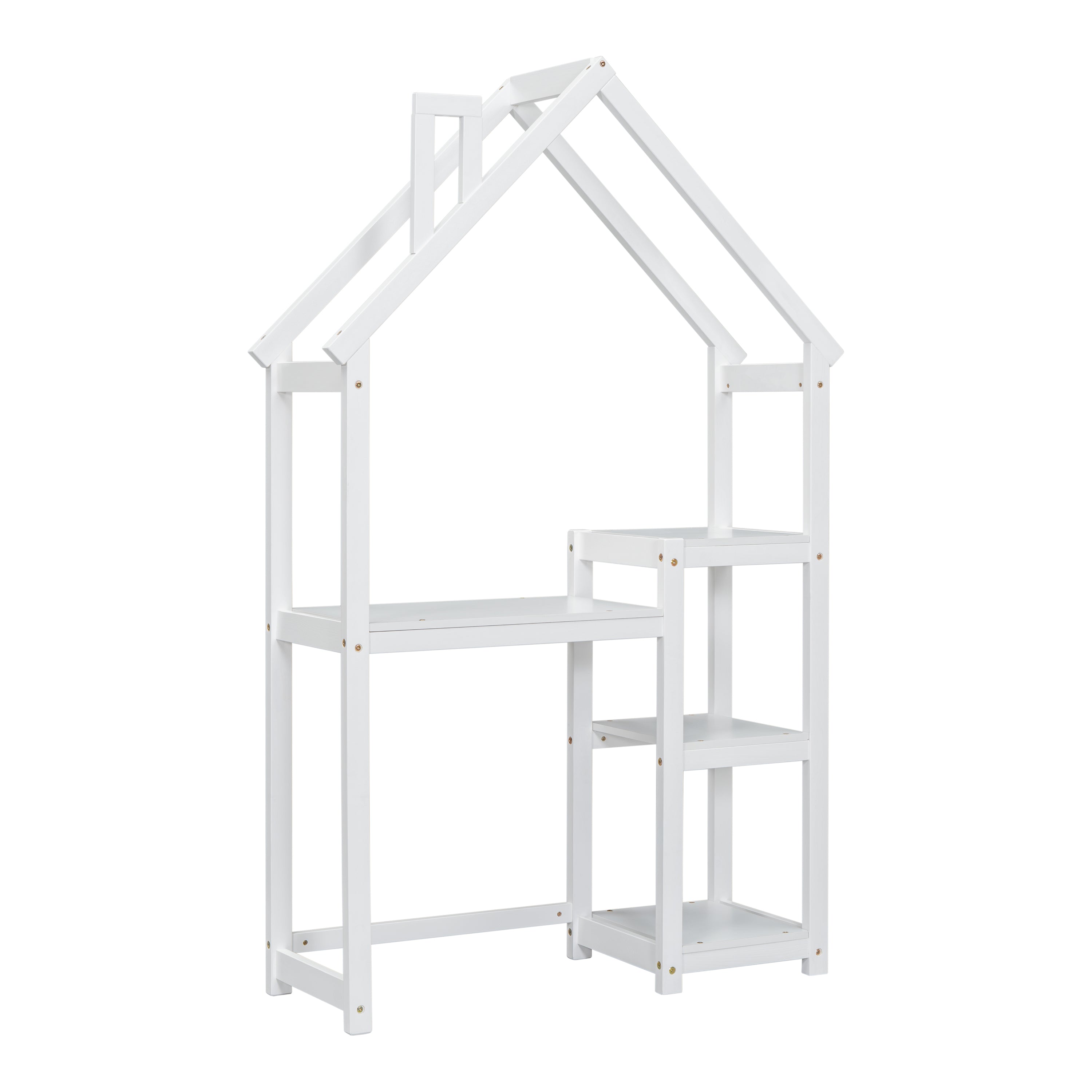 House-shaped Wooden writing Desk,Kids study Table,Bookshelf &amp; Toy Storage,White