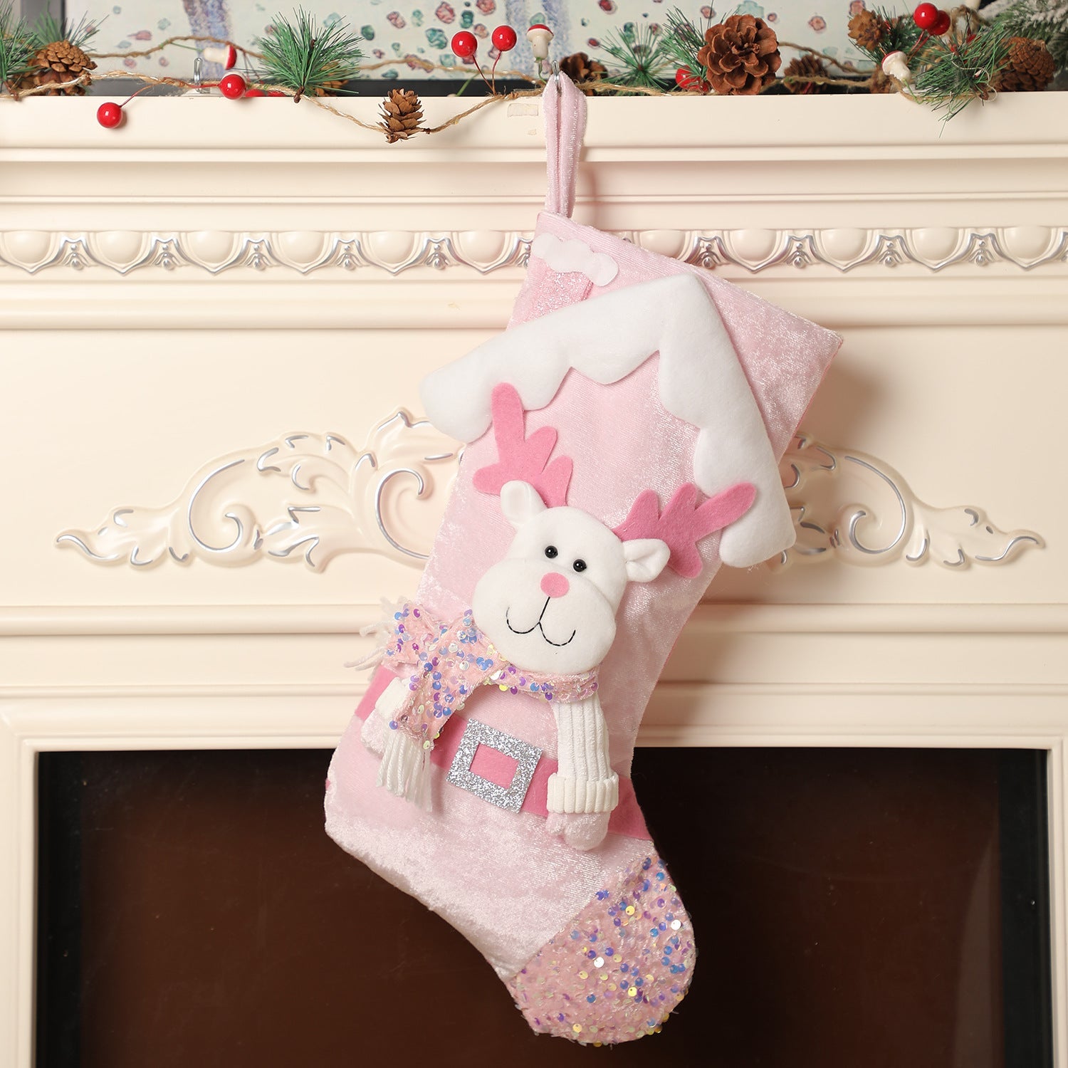 Christmas decoration, pink sequins, children&