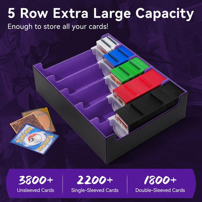 3800+ Capacity Card Storage Box. Includes 20 Dividers, 5 Supporters, Leather Magnetic Closure. Great for YuGiOh &amp; MTG Cards.