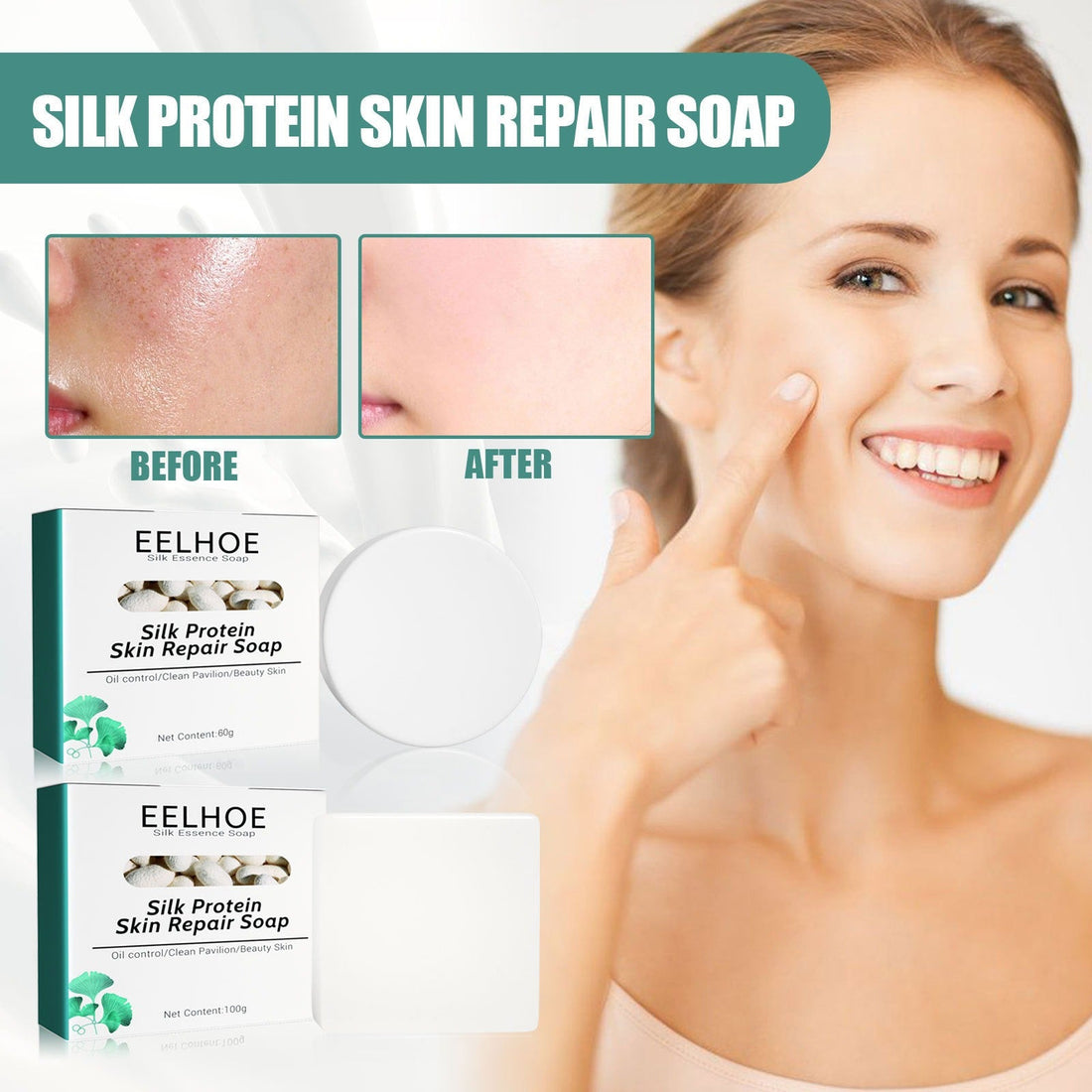 EELHOE Silk Goat Milk Hand Soap Deep Cleansing&amp;Repairing Skin Moisturizing&amp;Tender Silk Goat Milk Cleansing Soap