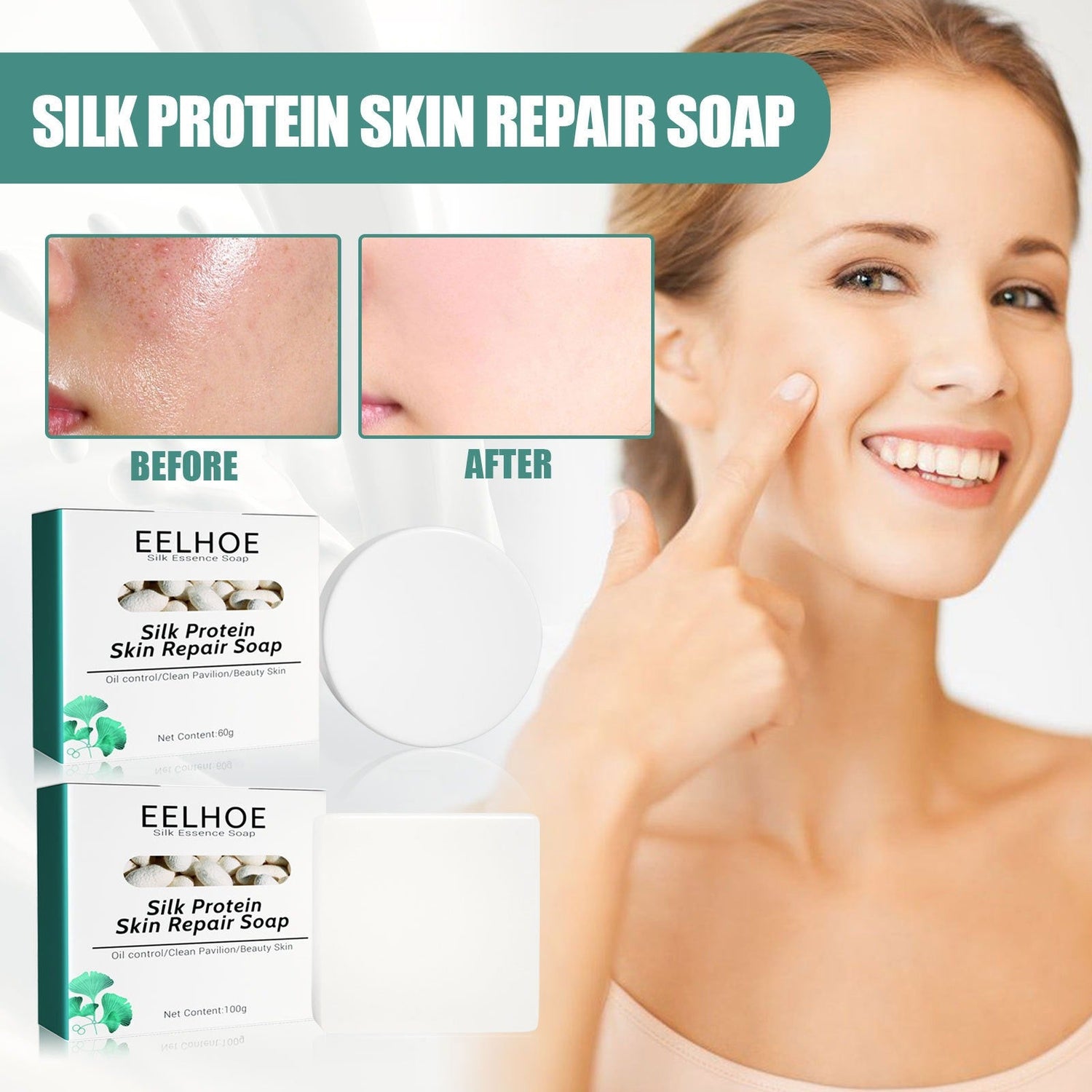 EELHOE Silk Goat Milk Hand Soap Deep Cleansing&amp;Repairing Skin Moisturizing&amp;Tender Silk Goat Milk Cleansing Soap