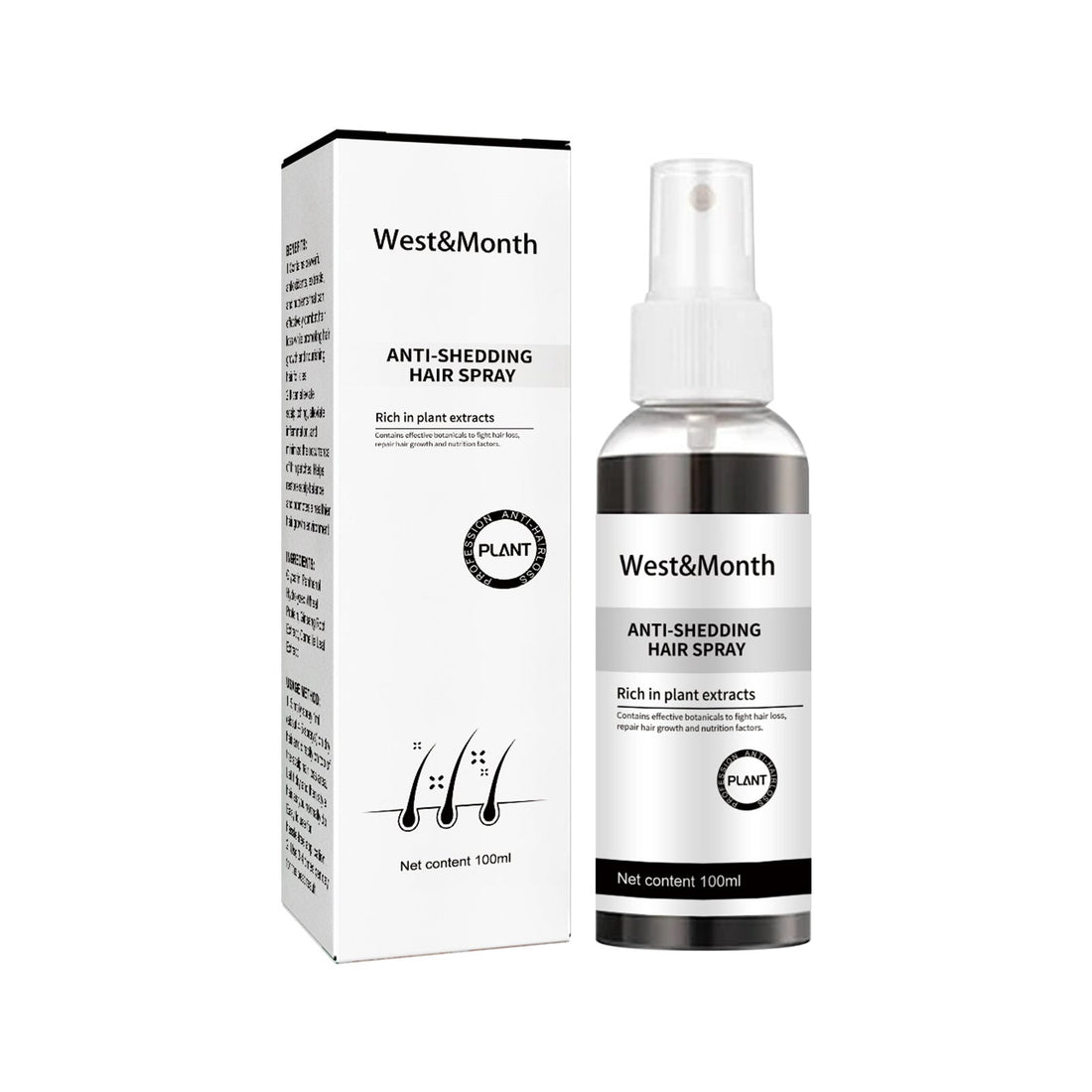 West &amp; Month Anti-Shedding Hair Spray, Improve The Hairline Hair Hair Nutrition Moisture Hair Roots